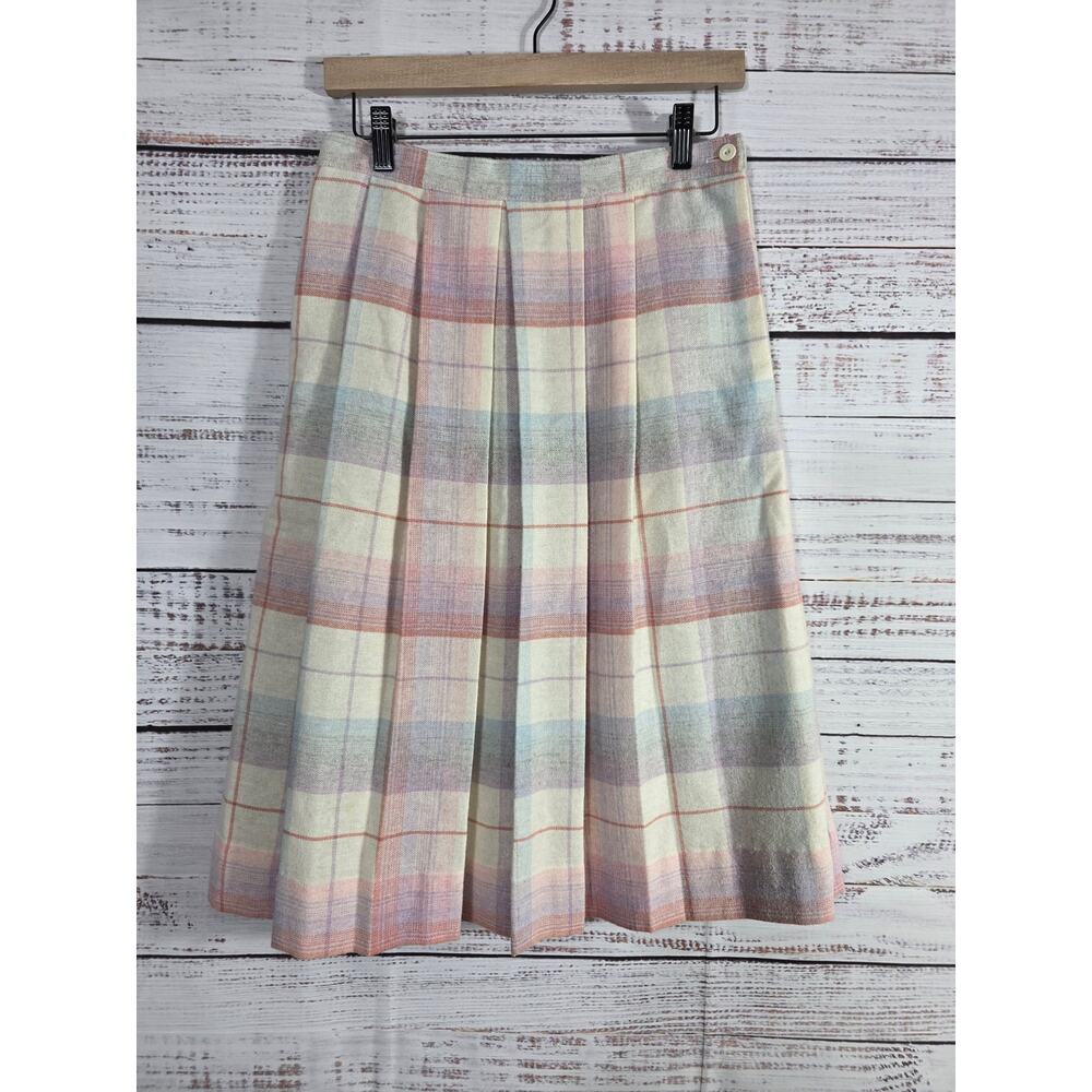 Plaid Midi Skirt in Pastel Tones
